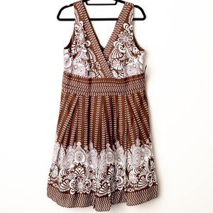 GNW | Brown Floral V-Neck Dress | Women's 16